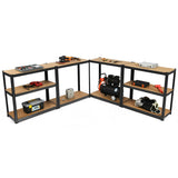 2 Pcs Storage Shelves Garage Shelving Units Tool Utility Shelves-Black