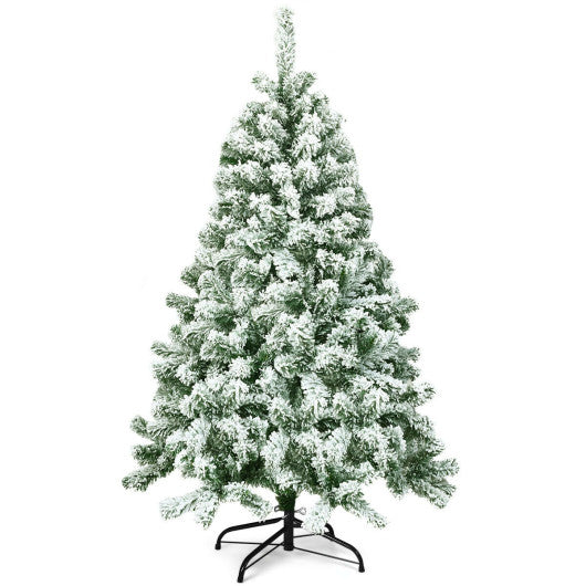 4.5 Feet Snow Flocked Artificial Christmas Tree with 400 Tips