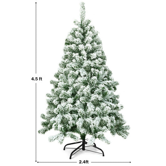 4.5 Feet Snow Flocked Artificial Christmas Tree with 400 Tips