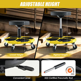 330 LBS Capacity Pneumatic Rolling Mechanic Stool with Padded Seat-Yellow