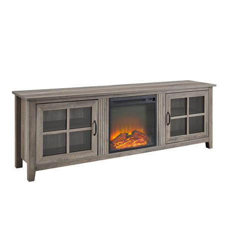 Modern Farmhouse 2 Door Glass Windowpane 70" TV Stand For 80" TVs by Couch.com