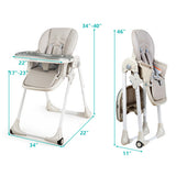 3-In-1 Convertible Baby High Chair for Toddlers-Gray