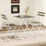 3 Piece Patio Acacia Wood Bistro Set with Slatted Seat and Tabletop-Gray