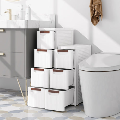 3/4/5/6-Drawer Rolling Organizer Unit Narrow Storage Cabinet with Built-In Wheels for Small Space-3-Drawer