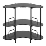 3-Tier Liquor Bar Table with Stemware Racks and Storage Shelves-Black