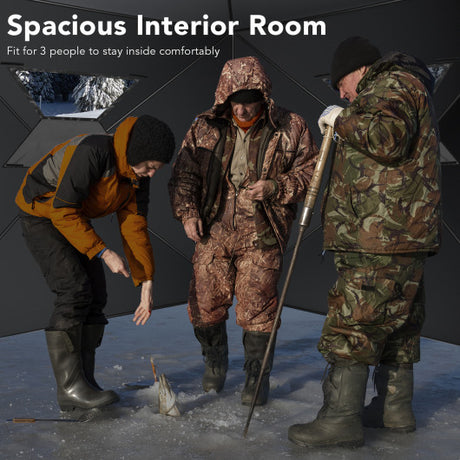 3-person Portable Pop-up Ice Shelter Fishing Tent with Bag