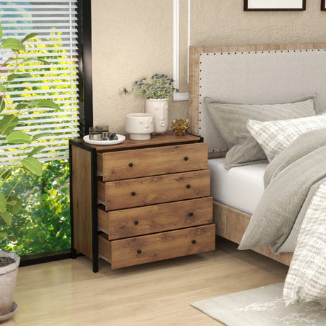 4-Drawer Dresser Modern Wooden Chest of Drawers for Bedroom Living Room-Oak