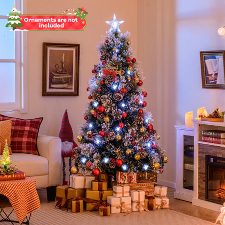 6 FT Flocked Christmas Tree with 8 Lighting Modes
