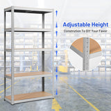2 Pcs Storage Shelves Garage Shelving Units Tool Utility Shelves-Silver