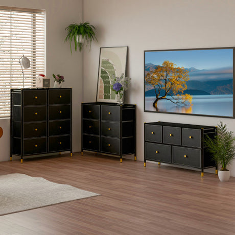 Floor Dresser Storage Organizer with 5/6/8 Drawers with Fabric Bins and Metal Frame-6-Drawer