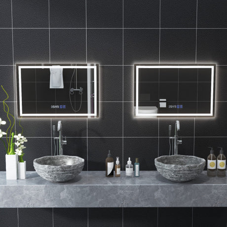 LED Bathroom Mirror Wall Mounted Rectangle Mirror with 3-Color Dimmable Lights-S