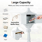 Retro Cast Aluminum Mailbox Security Postal Letter Box with Baffle Door-White