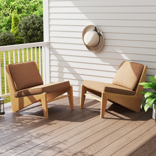 Set of 4 Outdoor Patio Cushion Set with Removable Covers-Brown