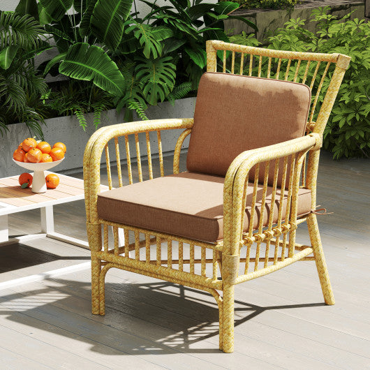 Set of 4 Outdoor Patio Cushion Set with Removable Covers-Brown
