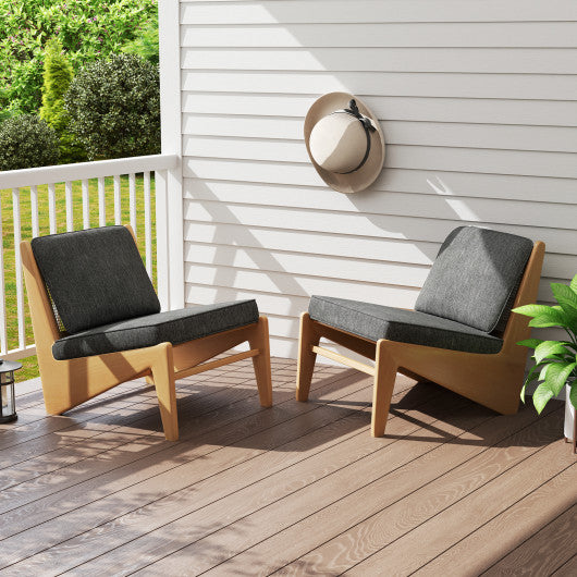 Set of 4 Outdoor Patio Cushion Set with Removable Covers-Gray