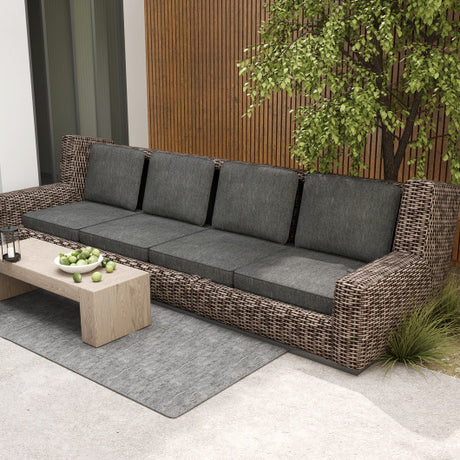 Set of 4 Outdoor Patio Cushion Set with Removable Covers-Gray
