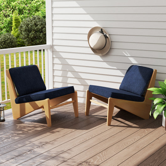 Set of 4 Outdoor Patio Cushion Set with Removable Covers-Navy