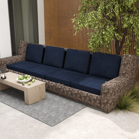 Set of 4 Outdoor Patio Cushion Set with Removable Covers-Navy