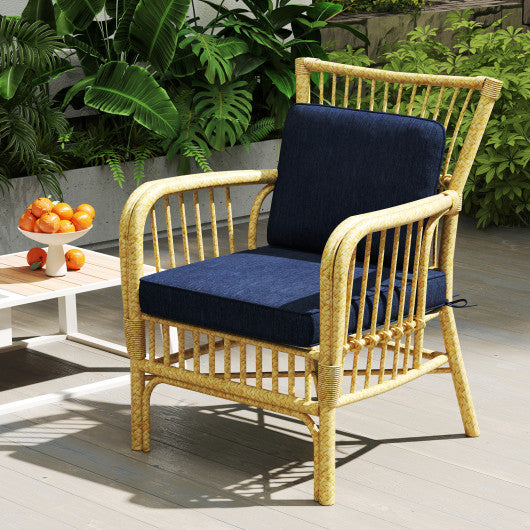 Set of 4 Outdoor Patio Cushion Set with Removable Covers-Navy