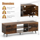 TV Stand with Power Outlets and Adjustable Shelf for 60 Inch TVs-Rustic Brown