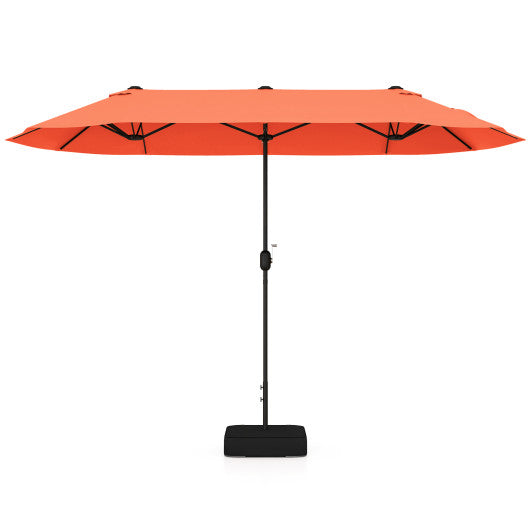 13 Feet Double-Sided Patio Twin Table Umbrella with Crank Handle-Orange