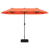 13 Feet Double-Sided Patio Twin Table Umbrella with Crank Handle-Orange