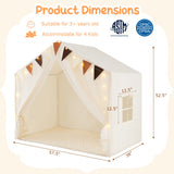 Large Toddler Playhouse Tent with Door Curtains Windows-Beige