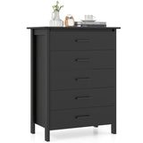 Modern 5-Drawer Multipurpose Chest Dresser with Metal Handles-Black