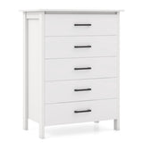 Modern 5-Drawer Multipurpose Chest Dresser with Metal Handles-White