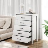 Modern 5-Drawer Multipurpose Chest Dresser with Metal Handles-White
