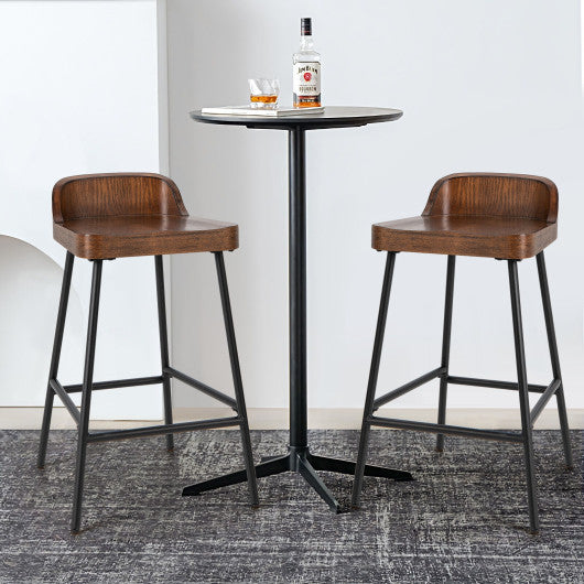 Industrial 24.5 Inches Bar Stool with Backrest and Saddle Seat-Rustic Brown