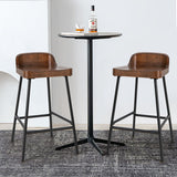 Industrial 24.5 Inches Bar Stool with Backrest and Saddle Seat-Rustic Brown