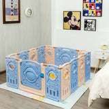 14-Panel Foldable Playpen Kids Activity Center with Lockable Door