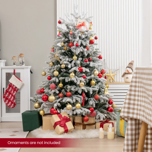 4.5/6/7 FT Artificial Pre-Lit Christmas Tree Hinged Xmas Tree with Warm White LED lights-4.5 ft