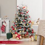 4.5/6/7 FT Artificial Pre-Lit Christmas Tree Hinged Xmas Tree with Warm White LED lights-4.5 ft