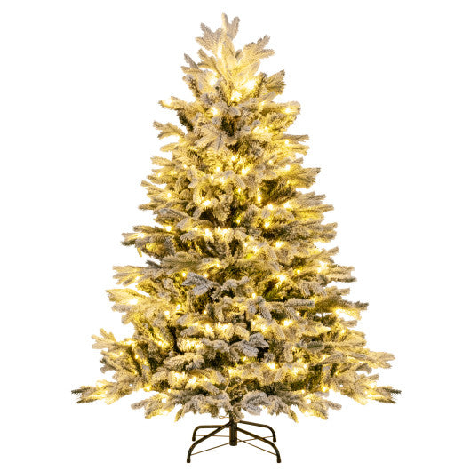4.5/6/7 FT Artificial Pre-Lit Christmas Tree Hinged Xmas Tree with Warm White LED lights-4.5 ft