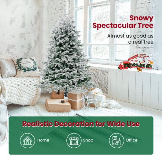 4.5/6/7 FT Artificial Pre-Lit Christmas Tree Hinged Xmas Tree with Warm White LED lights-4.5 ft