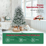 4.5/6/7 FT Artificial Pre-Lit Christmas Tree Hinged Xmas Tree with Warm White LED lights-4.5 ft