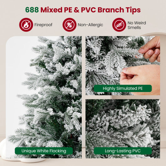4.5/6/7 FT Artificial Pre-Lit Christmas Tree Hinged Xmas Tree with Warm White LED lights-4.5 ft