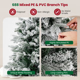 4.5/6/7 FT Artificial Pre-Lit Christmas Tree Hinged Xmas Tree with Warm White LED lights-4.5 ft