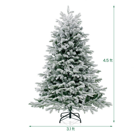 4.5/6/7 FT Artificial Pre-Lit Christmas Tree Hinged Xmas Tree with Warm White LED lights-4.5 ft