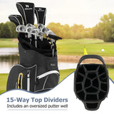 9.5 Inch Lightweight Golf Cart Bag with 15 Way Top Dividers-Black