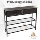 39.5 Inch Entryway Table with 2 Drawers and 2-Tier Shelves-Dark Brown