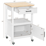 Kitchen Island with Storage Drawer and 3 Hooks-White